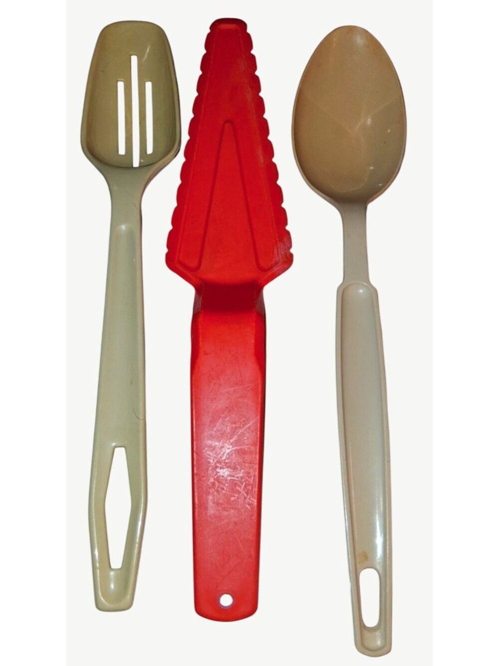 Vintage Tupperware King Kraft Kitchen Utensils Beige Spoon Slotted Spoon Orange